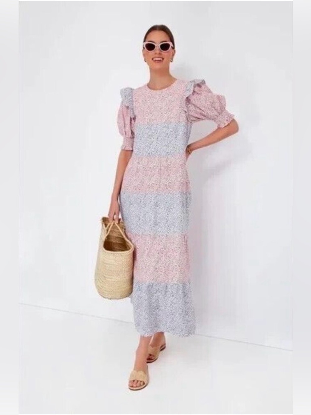 NEW Tuckernuck Hyacinth House Floral Print Cotton Barton Maxi Dress, Size XS